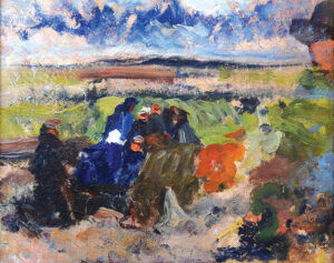 Friedrich Karl Ströher, Bauern fahren zur Arbeit, Irmenach 1924, Öl auf Leinwand, Inv.-Nr.: 1.4.2d