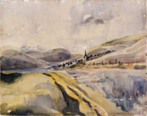 Friedrich Karl Ströher, Enkirch, Irmenach ca. 1924, Aquarell auf Papier, Inv.-Nr.: 2.1.42