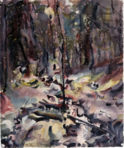 Friedrich Karl Ströher, Bach im Wald, Irmenach 1925, Aquarell auf Papier, Inv.-Nr.: 2.1.46