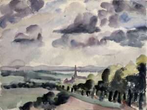 Friedrich Karl Ströher, Straße nach Irmenach, Irmenach ca. 1922, Aquarell auf Papier, Inv.-Nr.: 2.3.57